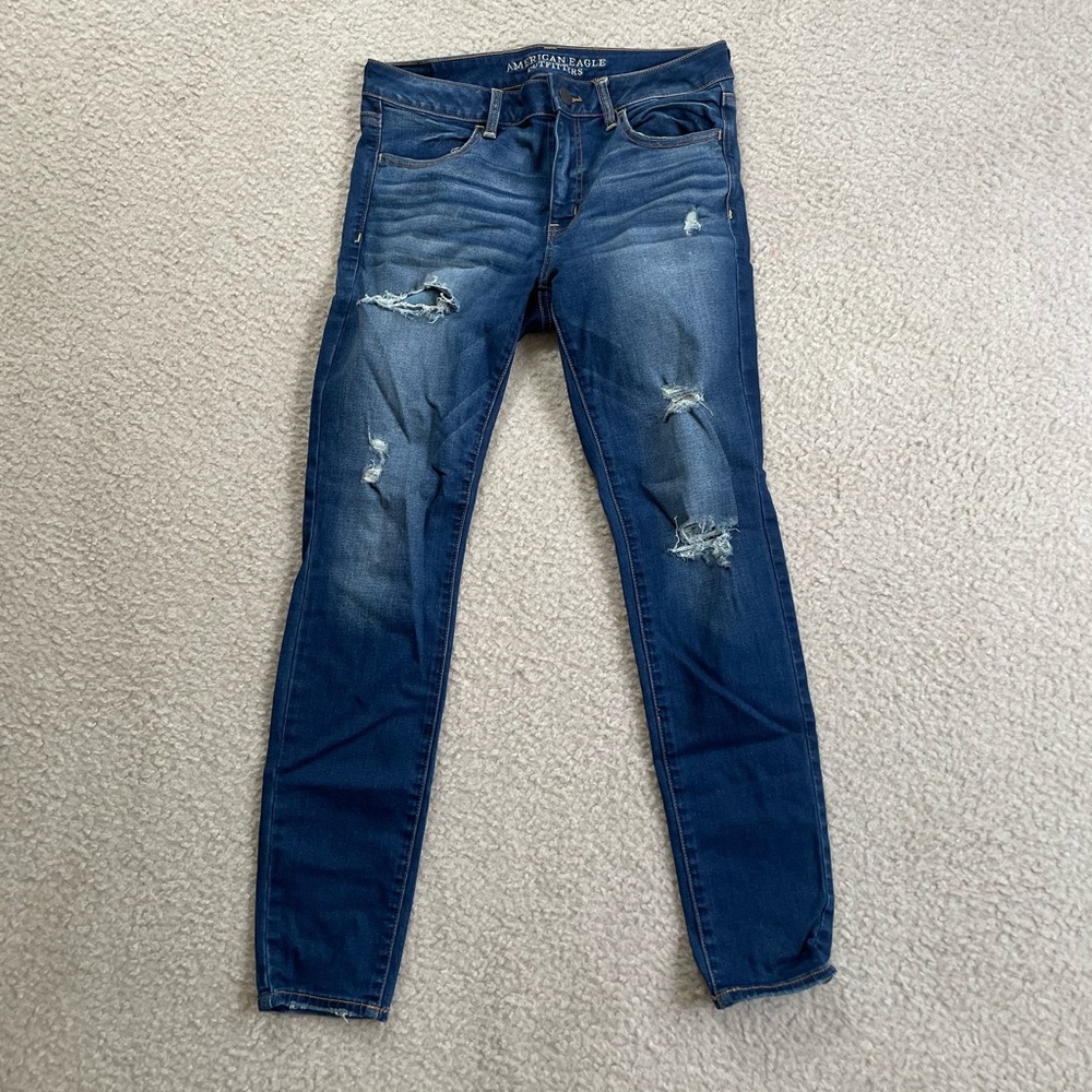American Eagle Outfitters Blue Skinny Jeans Distressed Style
